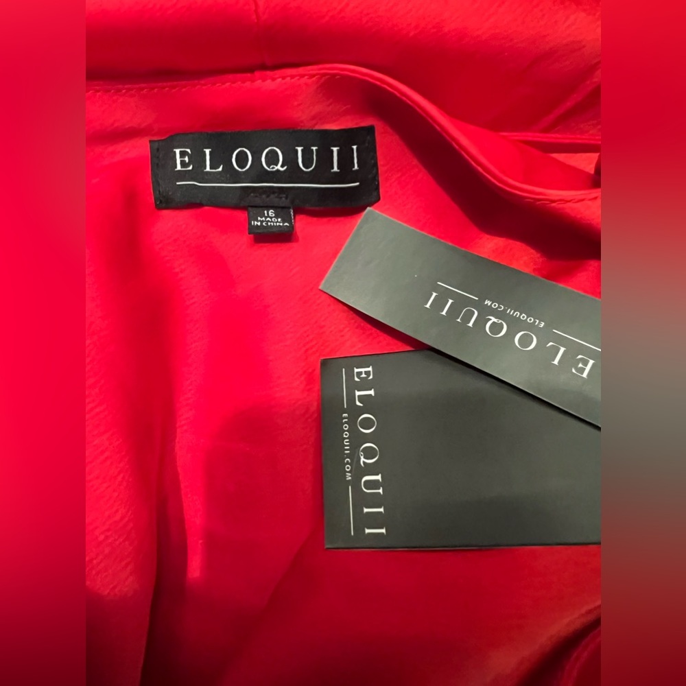 ELOQUII: Asymmetrical Fringe Slip Dress - Picture 3 of 7